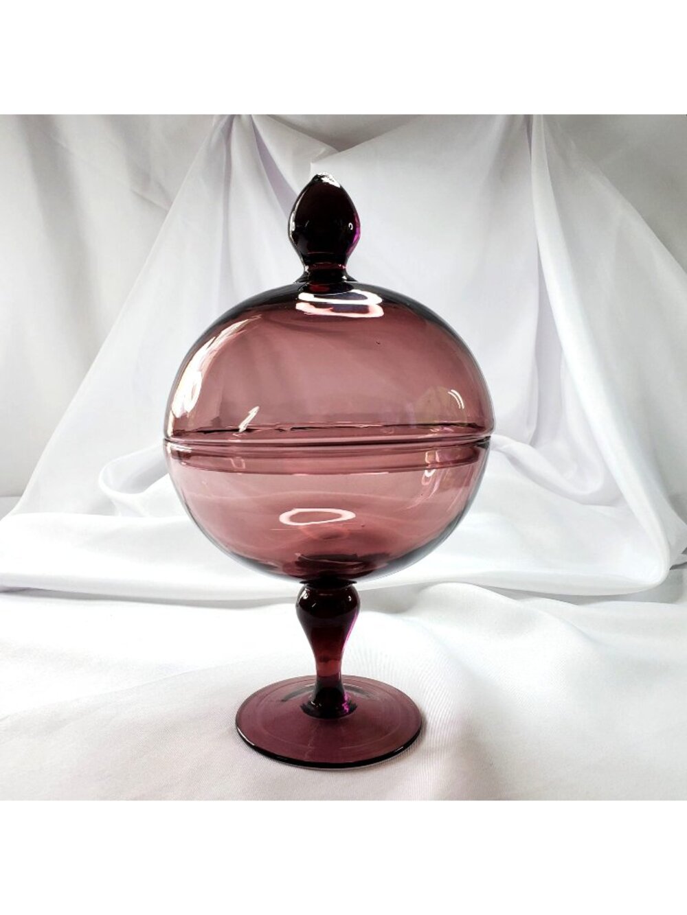 VTG Amethyst Wine Purple Glass Empoli Apothecary Compote Pedestal Candy Dish